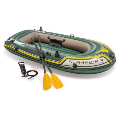  Barco Bote Inflável Intex Seahawk 200 Par de Remos Bomba Resistente