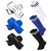 1 set de calcetines de fútbol con espinilleras y correas hasta la rodilla para entrenamiento y competición