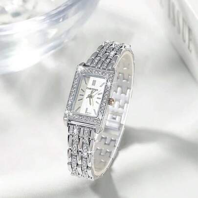1 chiếc đồng hồ đeo tay kim cương và ngọc trai thời trang sang trọng & thanh lịch dành cho phụ nữ, quà tặng sinh nhật/ngày lễ