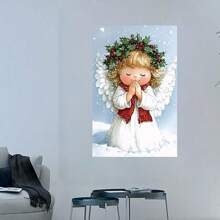 Vintage Angel Canvas Print, Winter Holiday Wall Art Poster, Aesthetic Angelic Decor For Living Room, Bedroom, Office, Hallway, Decoration