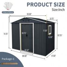 8ft X 4ft Outdoor Metal Storage Shed With Window And Metal Foundation For Backyard, Patio, Lawn (Black And White),CozyUp