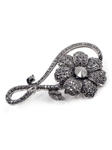 1 pieza Broche de cinta negra clásica y elegante de estilo retro para mujer, accesorio de moda para abrigo y ropa
