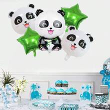 Zestaw 4/5/6/7 sztuk balonów foliowych Panda i Gwiazda, odpowiednie na przyjęcie urodzinowe, dekoracje o tematyce zwierzęcej