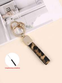 1pc Unisex Leopard Print Zinc Alloy Simplistic Key Chain Holder In Black, White, Red, Pink, Orange Colors Car Accessories Bag Charm Backpack For School Cute Goth Y2k Christmas Gift Ideas Bag Lanyards With Id Holder Car Accessories Bag Charms