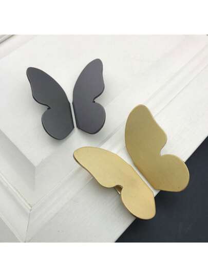 2件装铝合金轻奢艺术简约蝴蝶对称橱柜门抽屉拉手衣柜安装把手