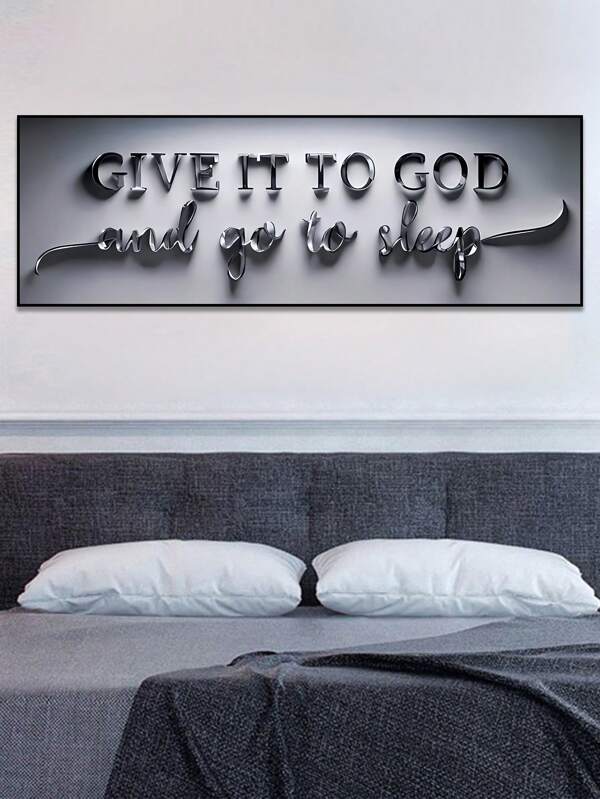 1pc Unframed Poster, Give It To God And Go To Sleep Canvas Painting, Wall Art, Ideal Gift For Bedroom, Living Room, Over Bed Decor Gifts Birthday Graduation