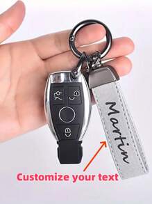 1 Personalized Leather Keychain - Durable PU Leather, Unique Customized Laser Engraved Name, Fashionable And Simple Business Style Design - Sincere Customized Gift For Father's Day And Valentin,Customized Vacation Gifts