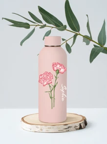 1 szt. 500 ml spersonalizowany kubek termiczny z personalizowanym imieniem i motywem kwiatowym, prosty cylindryczny kubek do kawy, kubek podróżny do samochodu, spersonalizowany kubek termiczny, spersonalizowany prezent urodzinowy, prezent dla druhny, wykwintny, wysokiej jakości, spersonalizowany na rocznice, na Walentynki, na Dzień Matki, na urodziny, na Dzień Ojca, na ukończenie szkoły, na wesela, na parapetówkę, gotowy na brunch
