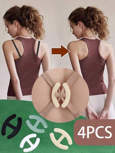 4pcs/2pcs Flower Shaped Bra Strap Clips, Invisible Anti-Slip Bra Strap Holders Women's Undergarment Accessories Invisible Slip-Proof Bra Strap Buckle For Lingerie - Crossback Straps, Transparent Buckle, Anti-Slip