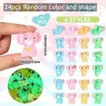 6/12/24pcs Cute Luminous Elephant Figurines, Glowing Small Elephant Sculptures Resin Crafts Decorations, Mini Art Statues For Garden Landscaping DIY, Planter Pots Decor, Yard Lawn Home Decorations
