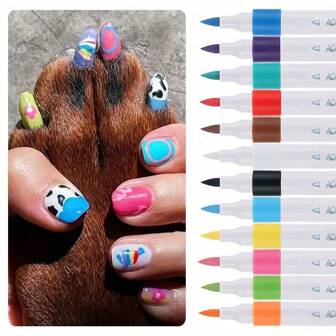 1pc Dog Nail Pen, 12 Colors Pet Nail Set - Dog Or Cat Pet Nail Pen, Easy To Use Dog Nail Polish, Pet Manicure Pen, Pet DIY Beauty