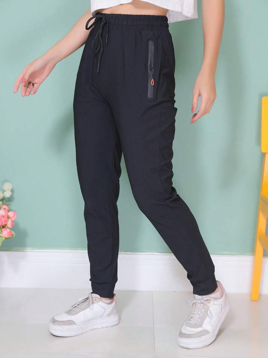 WOMEN'S PANTS, ELASTIC SPORTY - 黑色 - 查看 1