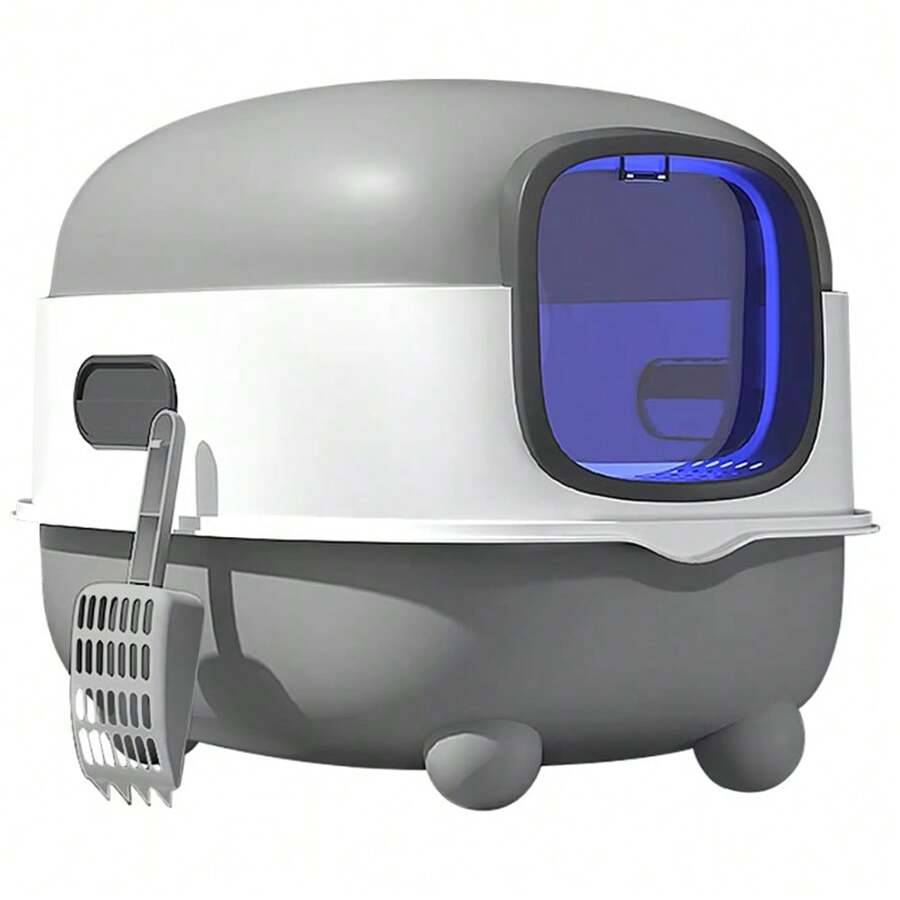 Cat Litter Box, Ultra-Large Fully Enclosed Cat Litter Box With Automatic Anti-Sand Cage, Easy To Clean, Deodorize, Easy To Splash-Proof Cat Litter Box, 49x39x556cm - Grey - View 1