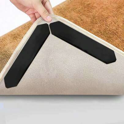 4/8/12pcs Non-Slip Rug Stickers, Anti Slip Rug Tape Keep Corners Flat, Kitchen Rugs And Mats Non Skid Washable Carpet Tape, Carpet Pad Rug Grippers For Tile And Area Rugs
