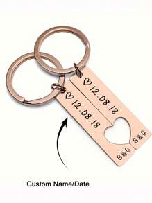 2 brelocuri personalizate gravate dreptunghiulare și în formă de inimă, material la modă din oțel inoxidabil, brelocuri personalizate pentru cupluri, se poate personaliza un singur articol, pandantiv pentru geantă, brelocuri personalizate, cadou pentru iubit, accesorii personalizate, se poate grava data și numele, potrivite pentru cadouri de aniversare, ziua de naștere, Ziua Tatălui, Halloween, Crăciun și Ziua Îndrăgostiților
