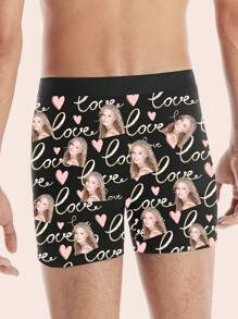 Valentine's Day Gift Personalized Boxer Briefs - Unique Face Photo Printing Underwear ,Ultra-Comfy, High-Elastic Underpants For Men - Perfect Romantic Gift For Boyfriend Or Husband,1pc