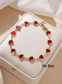 1 件心形手链，带彩色水钻珠子，小清新风格（无盒子）情人节、妈妈、母亲、母亲节、礼物 - 愛心手鍊 - 查看 12