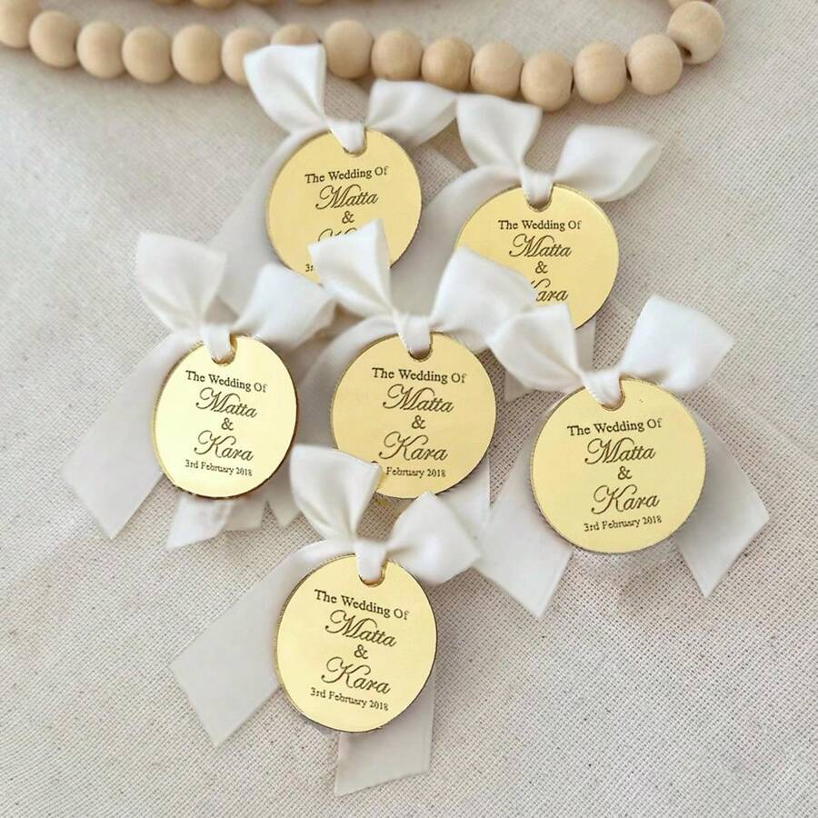 Personalized Wedding Acrylic Tag, Lettering Name Logo, Favor Tag, Engagement Tag, Chocolate Favors, Gift Tag, Round Mirror Tags, Save The Date Tags, Valentine's Gifts Tag, Baptism Tag Ornamental Fashionable Daughter, Workers School, Home, Office, Multi-Functional, Ornamental, Tea Room, Home, Garden, Office, For Anniversaries, For Valentine's Day, For Mother's Day, For Birthdays, For Father's Day, For Graduation, For Weddings, For Housewarming,Gala Night,Festive Calendar - Gold - View 1