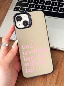 苹果 1 件装极简主义口号耶稣图形全息保护全手机壳适用于 iPhone 11/12/13/14/15/16 Pro Max - 彩色 - 查看 2