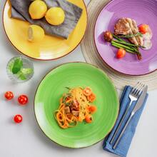 vancasso 6 Pcs Porcelain Dinner Plate, Poreclain Dinnerware Set, Mix Colour Plates, Bright Colour, Hand-Painted