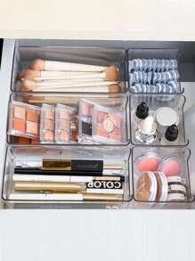 1pc Drawer Style Desktop Makeup Organizer Box, Transparent Vanity Storage Case With Multiple Compartments, Can Store Jewelry And Small Items, Delicate And Anti-Drop, Suitable For Storing Various Small Items - Multicolor - View 5