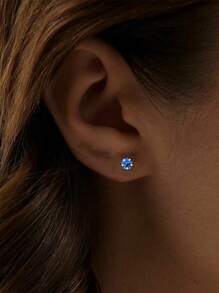 1Pair 925 Sterling Silver Birthstone Stud Earrings For Women Tiny Flower Stud Earrings For Multiple Piercings Different Sizes Stud Earrings 3mm 4mm 5mm 6mm Valentines
