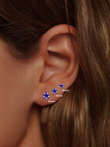 1Pair 925 Sterling Silver Birthstone Stud Earrings For Women Tiny Flower Stud Earrings For Multiple Piercings Different Sizes Stud Earrings 3mm 4mm 5mm 6mm Valentines