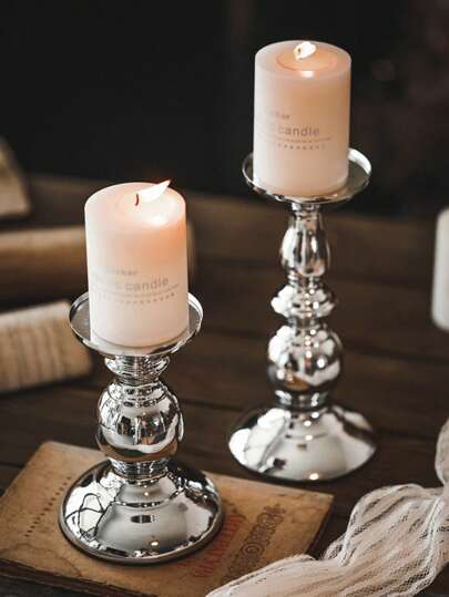 1pc Vintage Iron Candle Holder Decor, Suitable For Wedding Party Home Holiday Candle Gift (S+L)