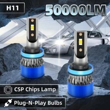 2pcs New Upgraded LED 9005/HB3 9006/HB4 H1 H4 H7 H11 H13 9007 9004 9012 50000LM 180W High Low Beam Car Bulbs 6000K Cooling White Easy To Install 3570 CPS Chip 800% High Brightness
