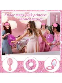 24pcs/Set Bridal Shower Favors,Hair Brush+Scrunchies+Cosmetic Mirror+Organza Bags, Hair Accessories For Wedding, Bridesmaid, Proposal, Birthday, Gender Reveal Parties - Pink Party Favors,