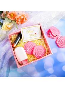 24pcs/Set Bridal Shower Favors,Hair Brush+Scrunchies+Cosmetic Mirror+Organza Bags, Hair Accessories For Wedding, Bridesmaid, Proposal, Birthday, Gender Reveal Parties - Pink Party Favors,