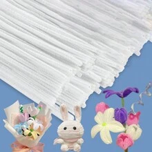 200/300/500pcs White Fabric Pipe Cleaners, DIY Crafts Supplies, Encrypted Chenille Stems, Art And Sewing Tools, Bulk Twistable Stems For Crafts And Decorations - White - View 9