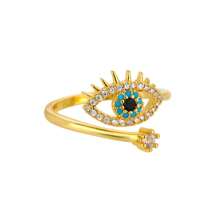 1PC Turkish Zirconia Evil Eye Rings For Women Open Adjustable Gold Plated Stainless Steel Ring Couple Rings Wedding Jewelry Bague