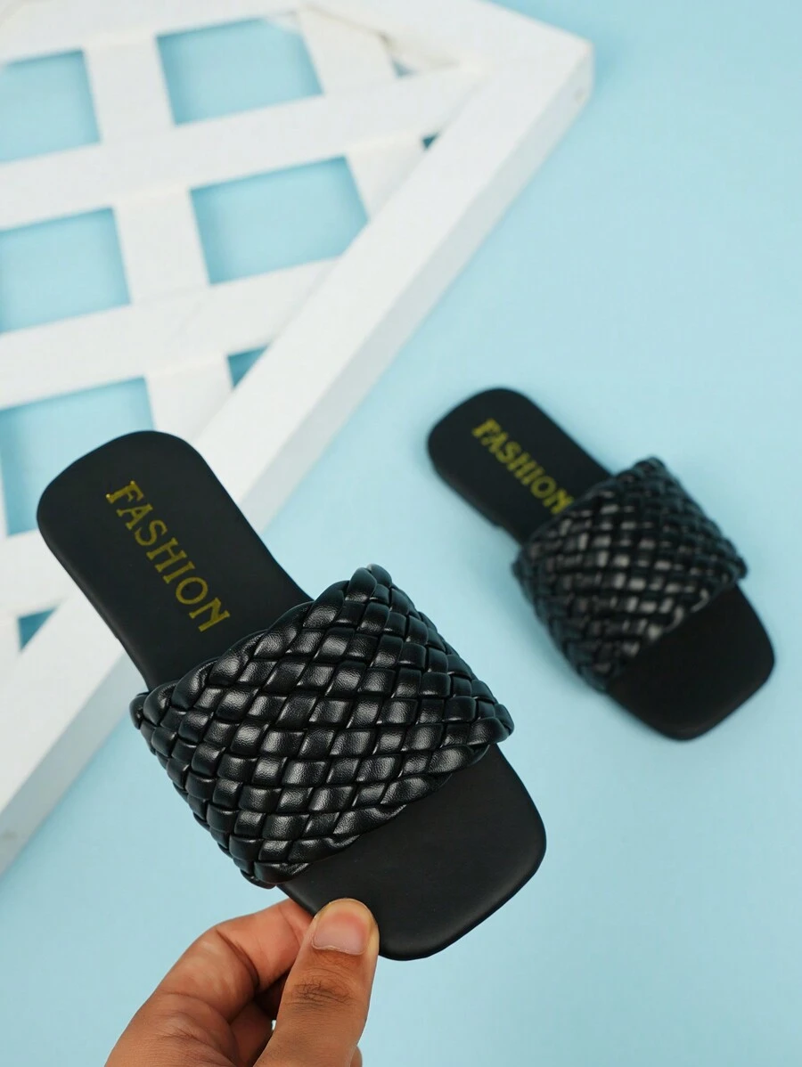 儿童休闲编织露趾一脚蹬凉鞋，儿童简约时尚沙滩鞋