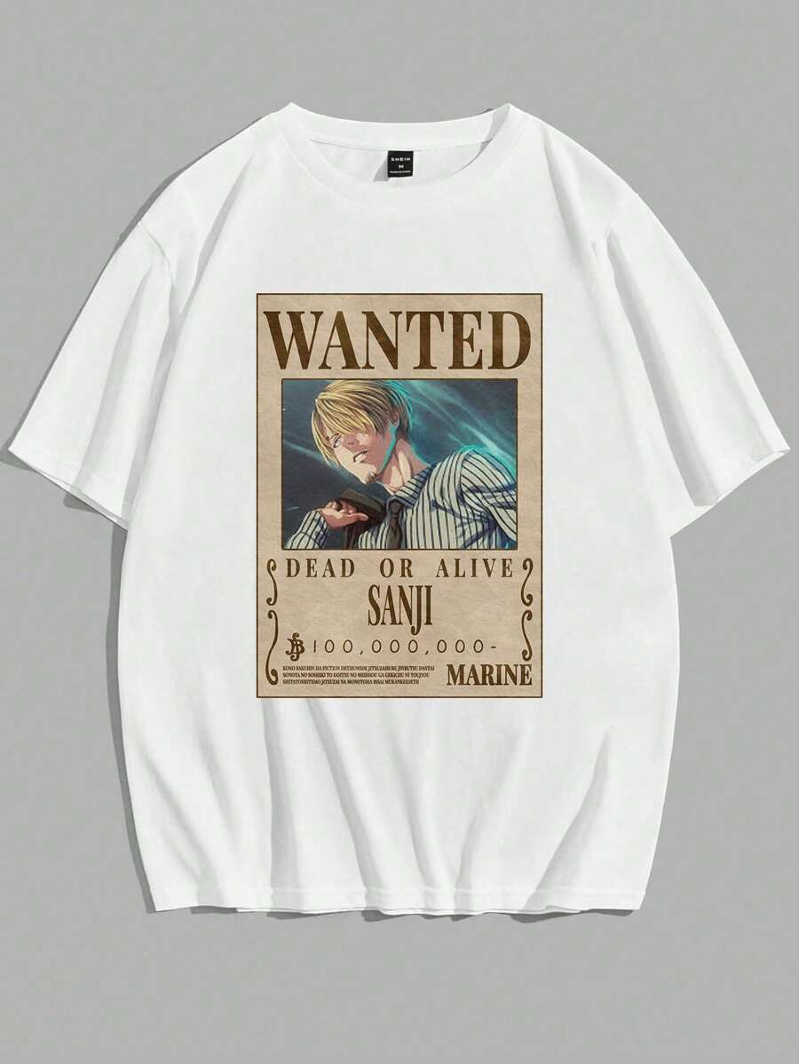 Anime Sanji One Piece Otaku T-Shirt 100% Cotton Plus Size Yarn 30.1 - trắng - Xem 1