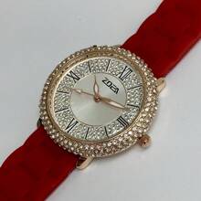 RELOJ ZOEA CON PIEDRA TIPO DIAMANTES PARA DAMA , RELOJ SUMERGIBLE CAUCHO PARA MUJER CON BRILLOS