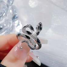 Anillo de moda con forma de serpiente, accesorio de moda elegante y sencillo con acabado brillante para mujer, joya versátil