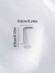 2件/1件 不锈钢星形锆石鼻环/鼻钉 男士时尚个性化派对礼物 [注：仅售一件] - 銀色 - 查看 7