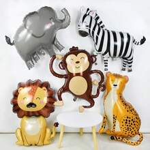 6pcs/2pcs Animal Foil Balloon Set - Large Animal Zoo Shape Balloon, Suitable For Birthday, Christmas, New Year Party, Ball Decoration, Multi Pack Aluminum Foil Balloon, Animal Theme Party Decor
