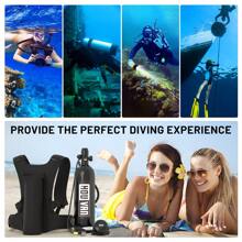 HOUVAN Scuba Tank H700 1.9L Mini Scuba Tank DOT Certified Reusable Diving Cylinder Kit Inflatable Pony Cylinders Supports 25-30 Minutes Underwater Breath Suitable Within 33ft