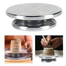 Heavy Duty Sculpting Wheel Turntable Pottery Stand Revolving DIY Tool Art Crafts Platform For Model Building - 15cm - Silver - View 5