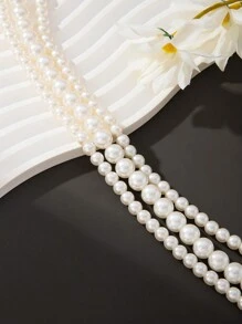 1 Stück stilvolle mehrschichtige Perlenkette für Frauen, Schmuckzubehör für Feiertage, Festivalgeschenke
