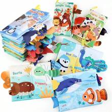 Infant Toddler Early Learning Animal Tail Cloth Book, Ocean Animal Hand Cloth Book, Farm & Forest Animal Cloth Book Toy