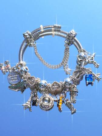 旅行系列手链，复古旅行吊坠手链，可调节经典时尚手链，配咖啡色手提箱吊饰，送给朋友的礼物