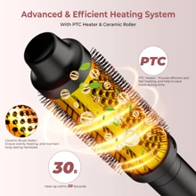 1.5英寸加热圆梳，离子热风造型器，适用于卷发和蓬松发型，2档温度设置，玫瑰金，男女皆宜的独特礼物 - 查看 9