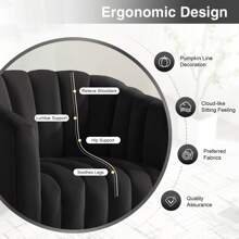KORSER 360° Swivel Barrel Chair, Modern Velvet Accent Chair With Wide Upholstery, Mid-Century Round Swivel Armchair For Living Room & Bedroom,Multiple Sizes - màu đen - Xem 2