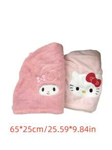 Sanrio 1pc/4pcs Four Color Cute Kuromi Dry Hair Cap, Anime KT Cat Coral Velvet Water Absorbing Headscarf, Home Cartoon Melody Quick Drying Bath Cap Home Bathroom Decor Summer Back To School Hair Bonnet