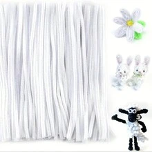 200/300/500pcs White Fabric Pipe Cleaners, DIY Crafts Supplies, Encrypted Chenille Stems, Art And Sewing Tools, Bulk Twistable Stems For Crafts And Decorations - White - View 8