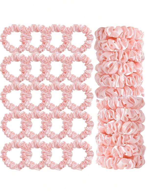 20 st små hårsnoddar i satin, mångsidiga, lämpliga för kvinnor från 14 år, skyddar håret, håraccessoarer med hårsnoddar och hästsvans