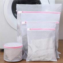 3 piezas de bolsas de malla para ropa delicada, bolsa para lavadora para sujetadores, calcetines, lencería, bolsa de almacenamiento para viajes, de primavera, minimalista, Top de verano - Blanco - Ver 1